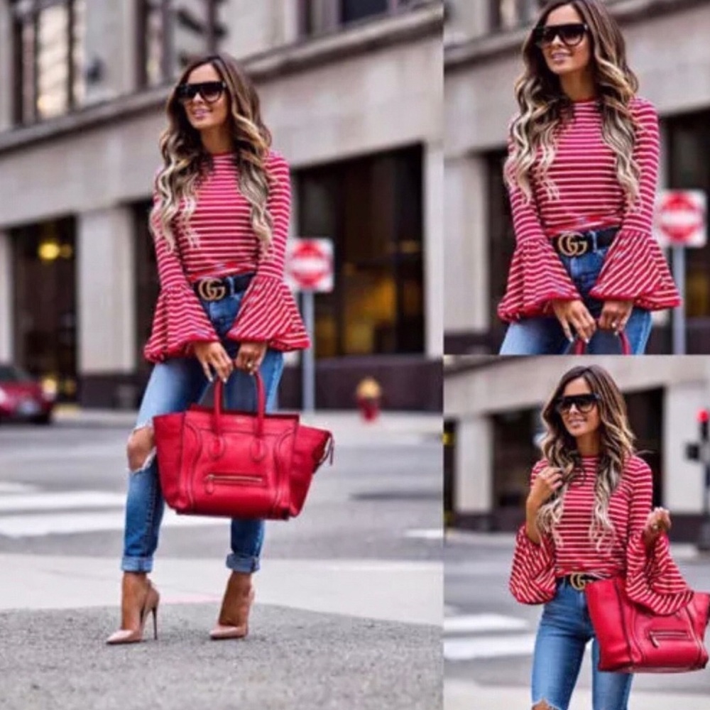 Striped Bell Sleeve Top - Picture 6 of 9